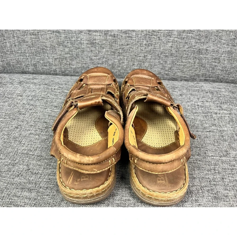 Born Cabot III Mens Brown Leather Fisherman Sandals Caged Closed Toe Size 11/44